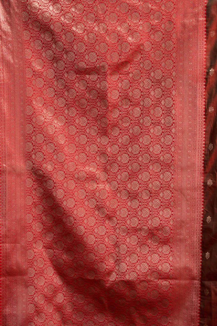 Red fabric with intricate pattern